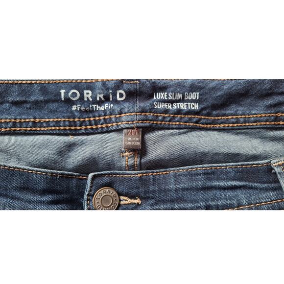 Torrid Luxe Slim Boot Super Stretch Blue Jeans Size 26 Tall Plus size 31" inseam - Picture 2 of 7